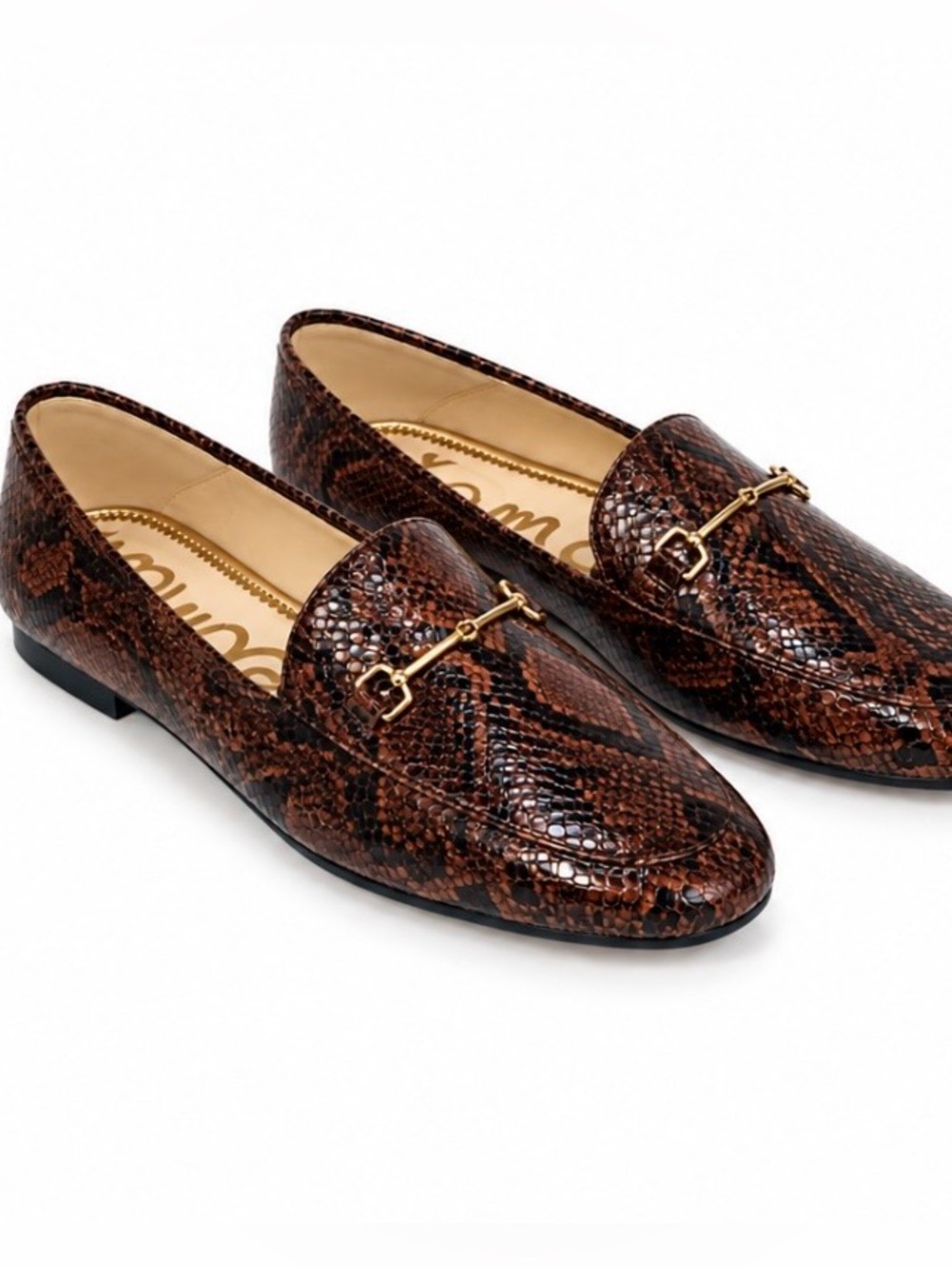 NEW Sam EdelmanBrown Snake Print Loafers